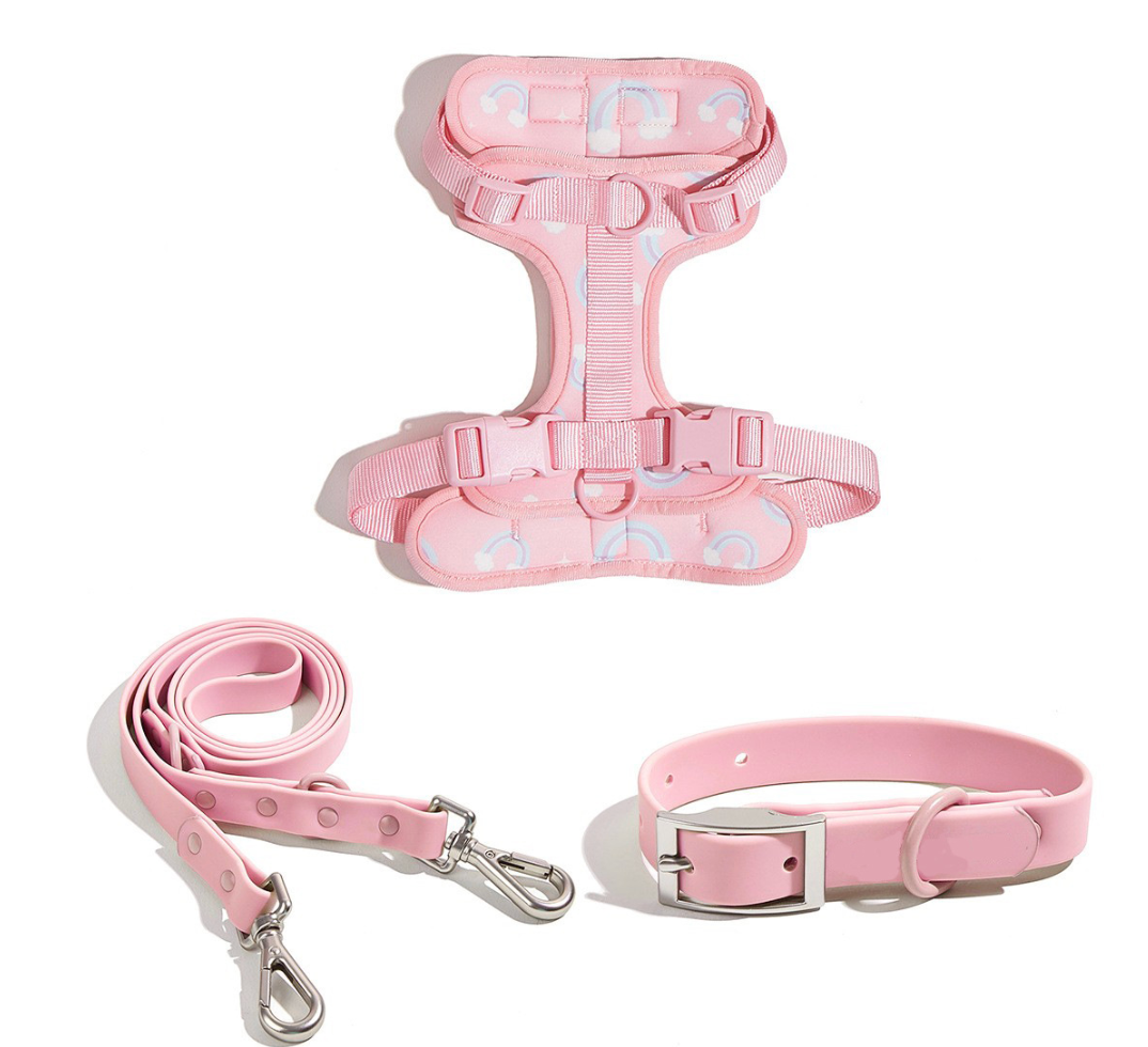 Chenpet New Design Of PVC Pet Collars Dog Harness Sets
