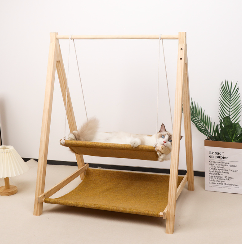 Chenpet Wholesale Solid Wood Cat Handmade Hammock Cat Beds