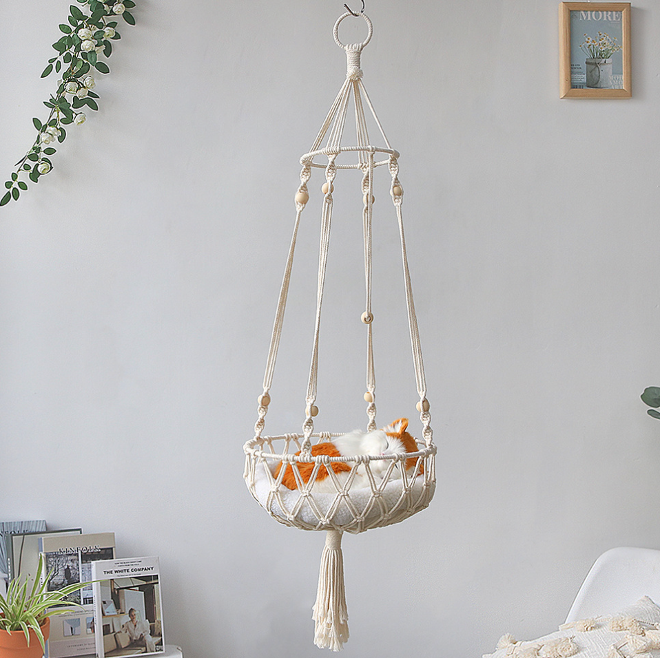 Chenpet Wholesale Boho Cat Hand basket Pet Carrier Cat Hanging Bed