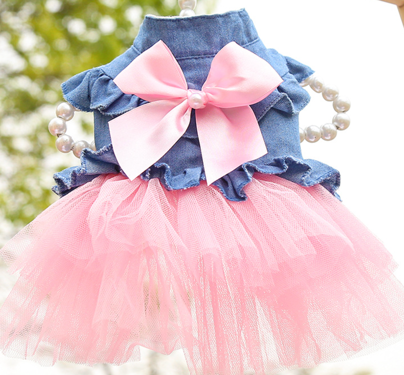 Chenpet Spring/Summer Denim Skirt Pet Clothes Dog Dresses Cat Dresses