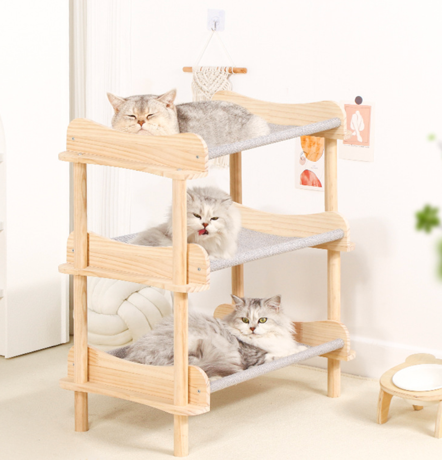 Chenpet Multi-layer Solid Wood Breathable Wooden Cat Beds