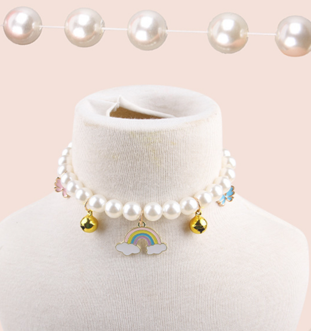 Chenpet Eco-friendly Cat Pet Faux Pearl Necklace Cat Collars