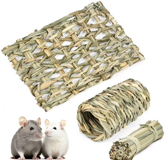 Chenpet Eco-friendly Natural Grass Small Pets Play Tunnels Toys Mats
