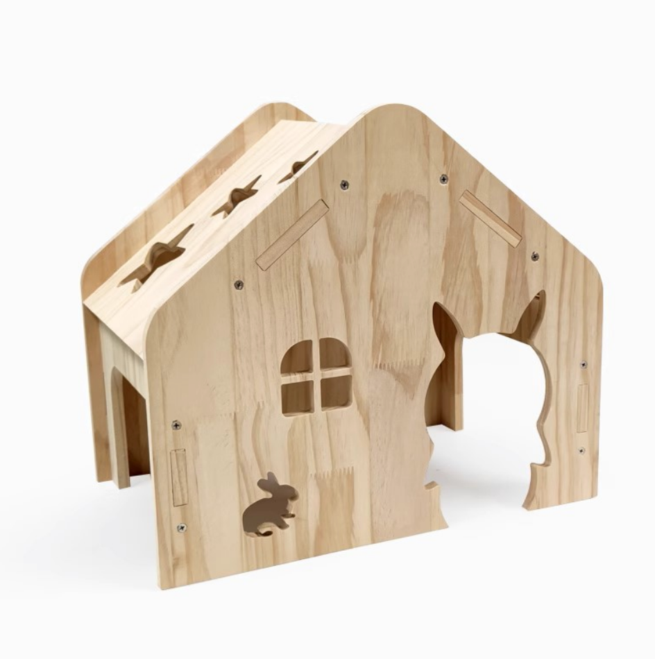 Chenpet Small Pets Wood Solid Castles Design Rabbit House