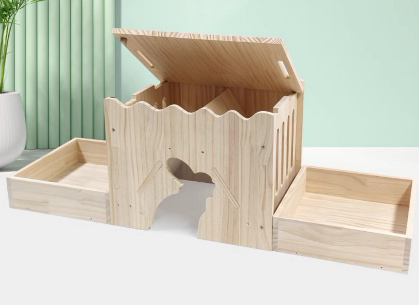 Chenpet Small Pets Wood Solid Castles Design Rabbit House