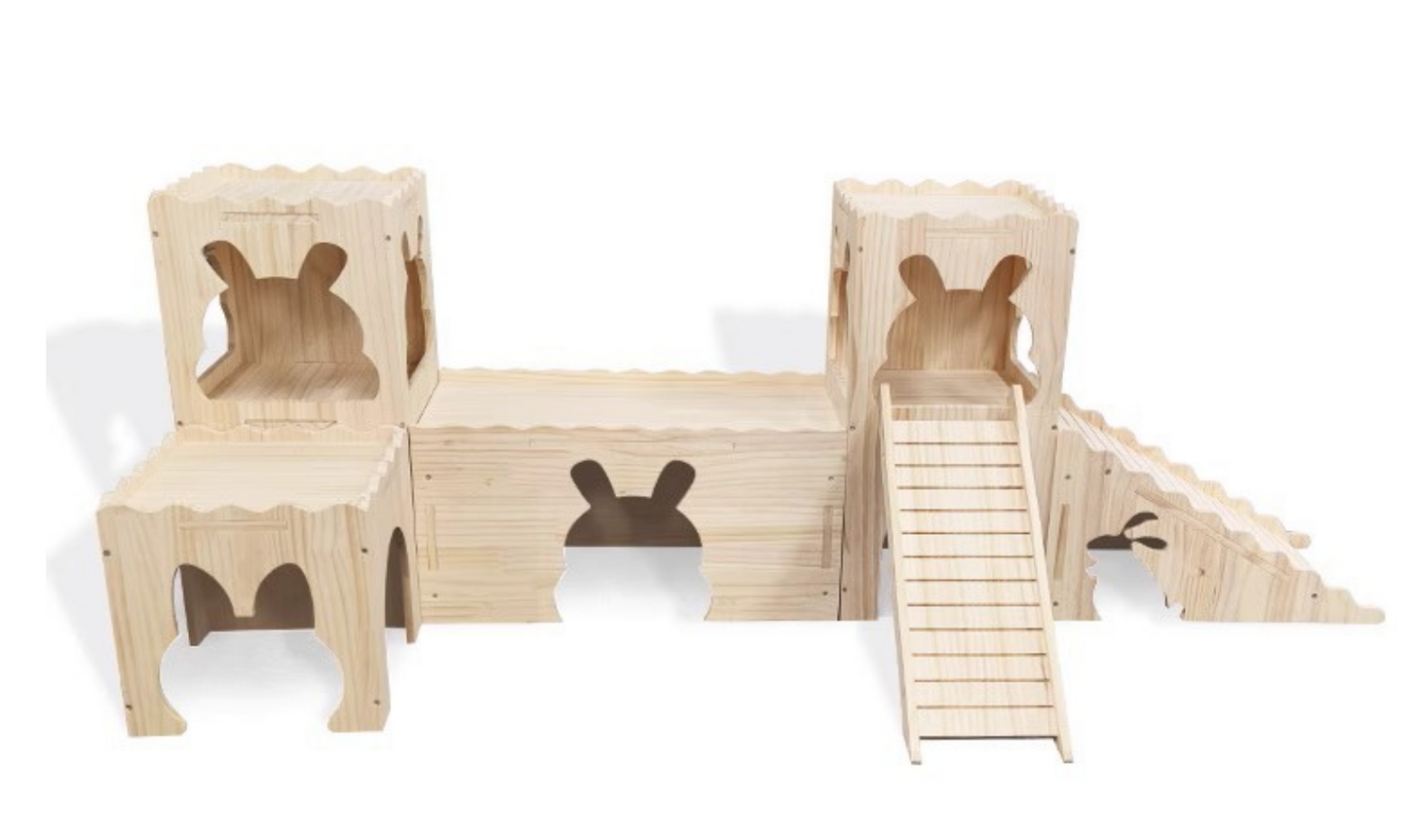 Chenpet Small Pets Wood Solid Castles Design Rabbit House