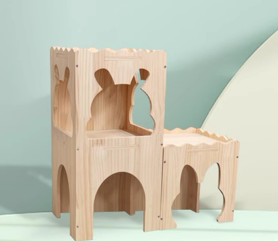 Chenpet Small Pets Wood Solid Castles Design Rabbit House