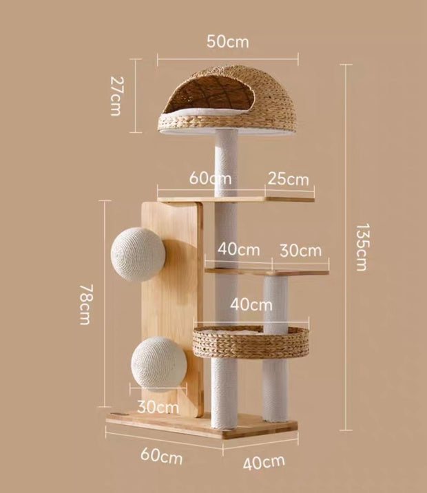 Chenpet Large Solid Wooden Cat Trees Pet Wooden House Cat Play &Rest