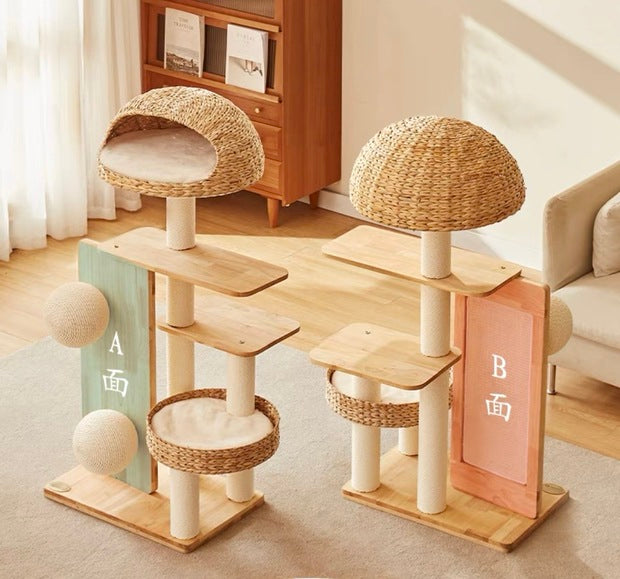Chenpet Large Solid Wooden Cat Trees Pet Wooden House Cat Play &Rest