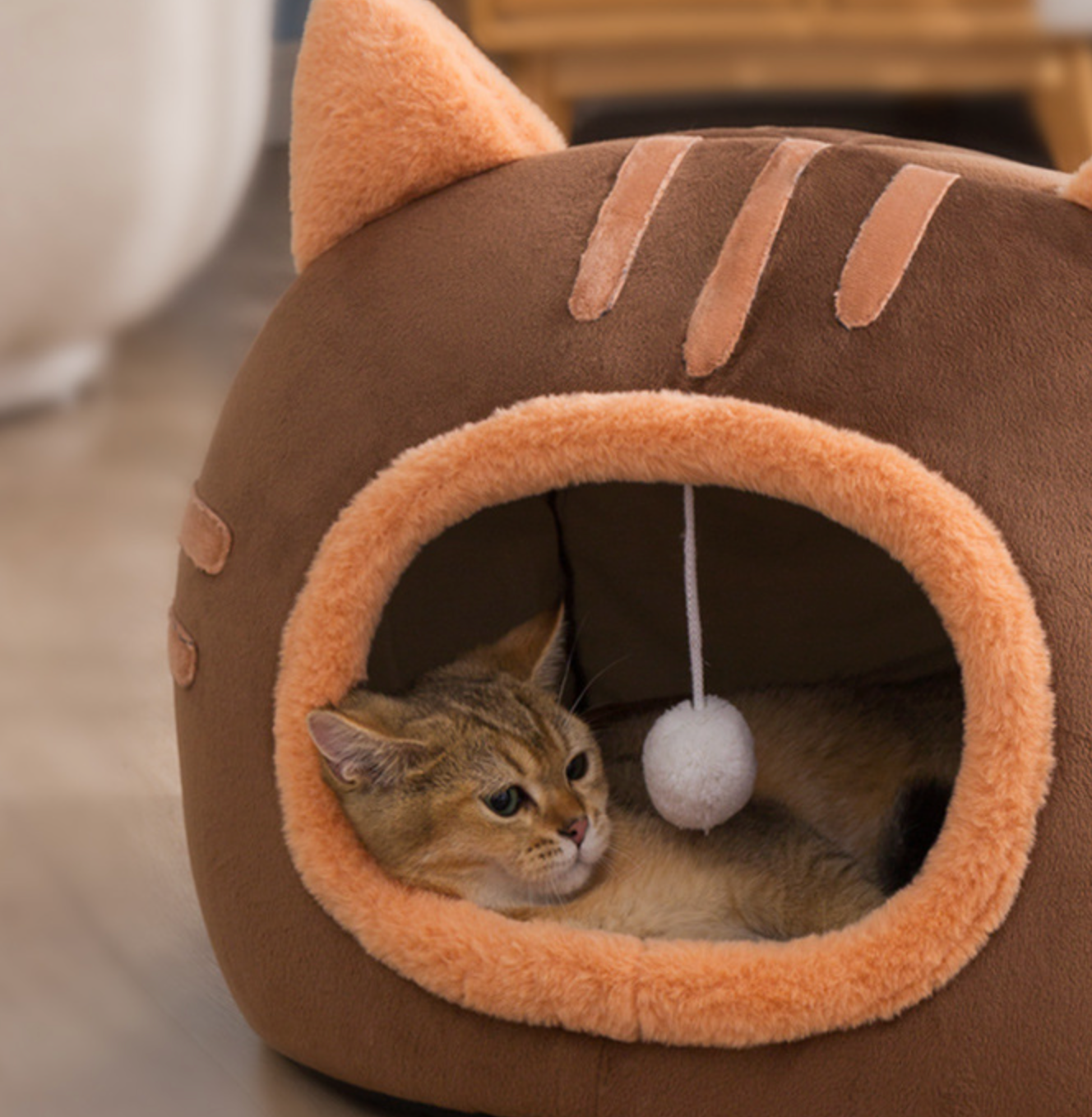 Wholesale Lovely Cat Style Plush Winter Pet House Cat Beds
