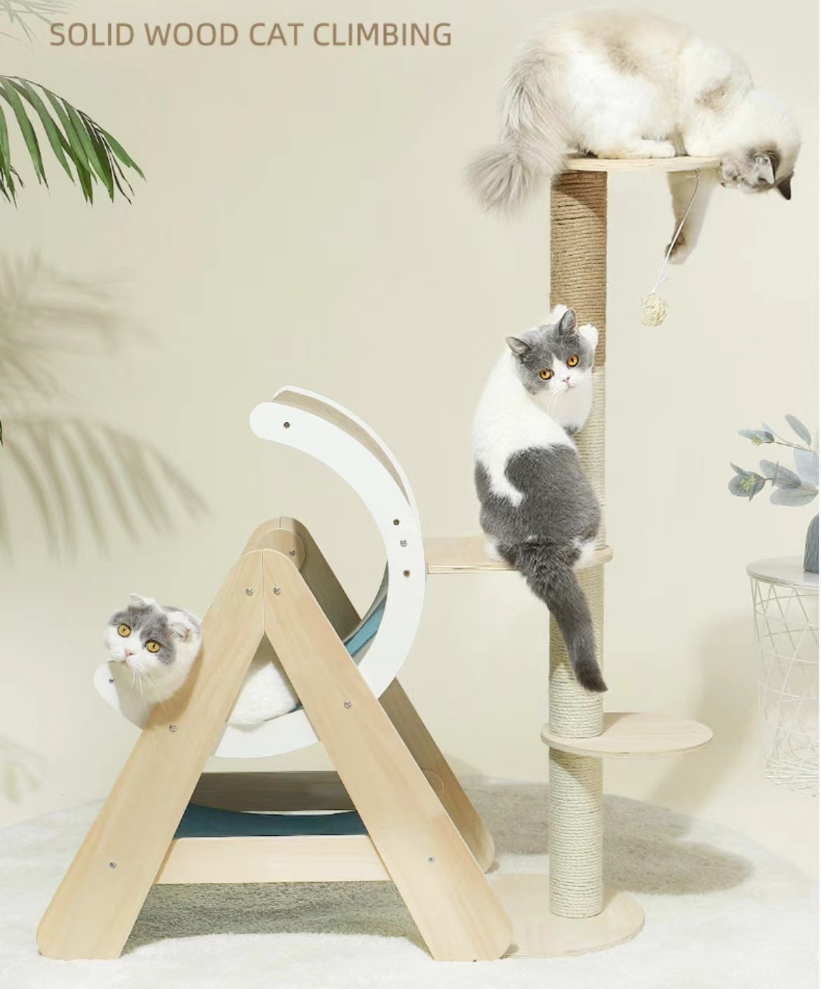 Wholesale Unique Large Triangle Wooden Cat Tree