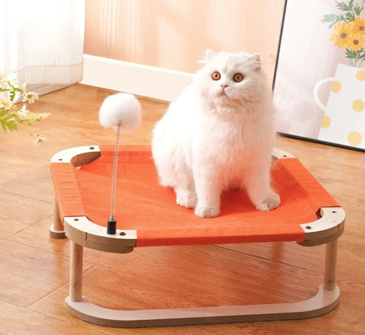 Orange Breathable Cotton Linen Summer Pet Bed
