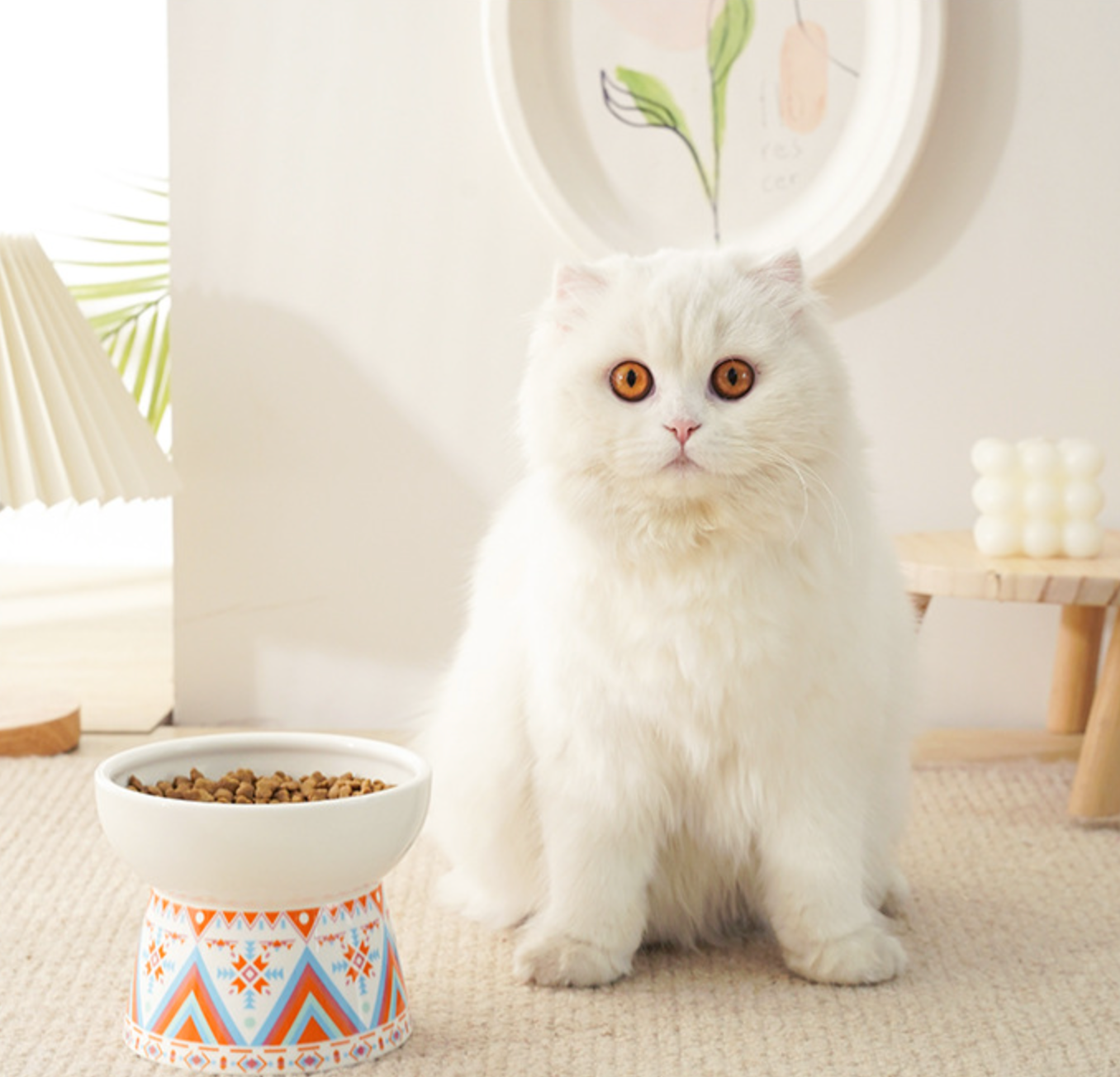 Chenpet Ceramic High Quality Boho Patterns Cat Bowls