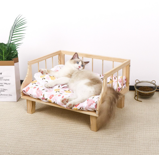 Chenpet Wholesale Solid Wood Pet Beds High Quality Cats Bunny Wooden Beds