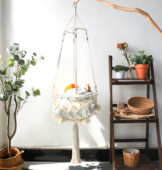Chenpet Bohemia Style Handmade Hanging Cat Bed Pet Basket