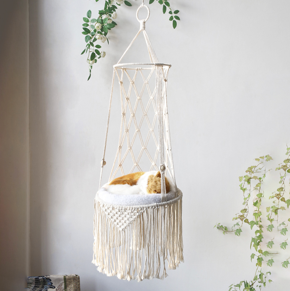 Chenpet Wholesale Boho Cat Hand basket Pet Carrier Cat Hanging Bed