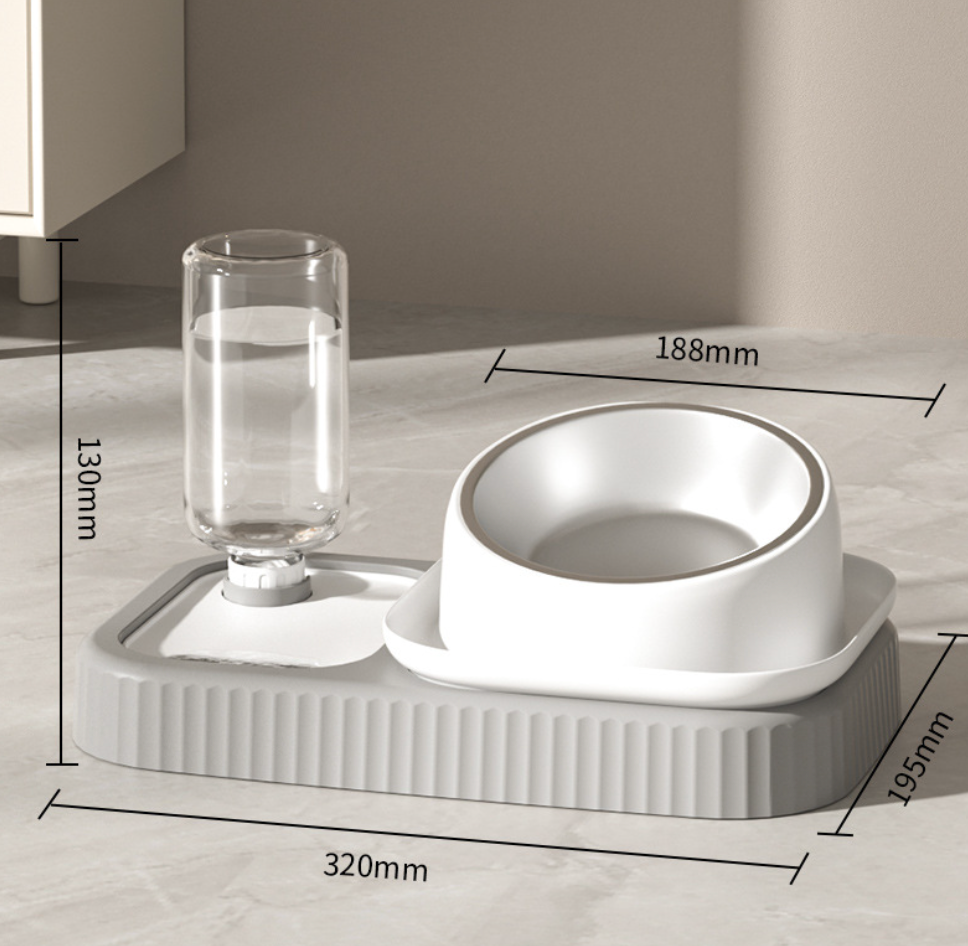 Chenpet Cat Double bowl  Anti-tip Automatic Drinking Dog Food & Water Bowl
