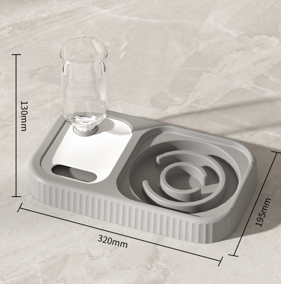 Chenpet Cat Double bowl  Anti-tip Automatic Drinking Dog Food & Water Bowl