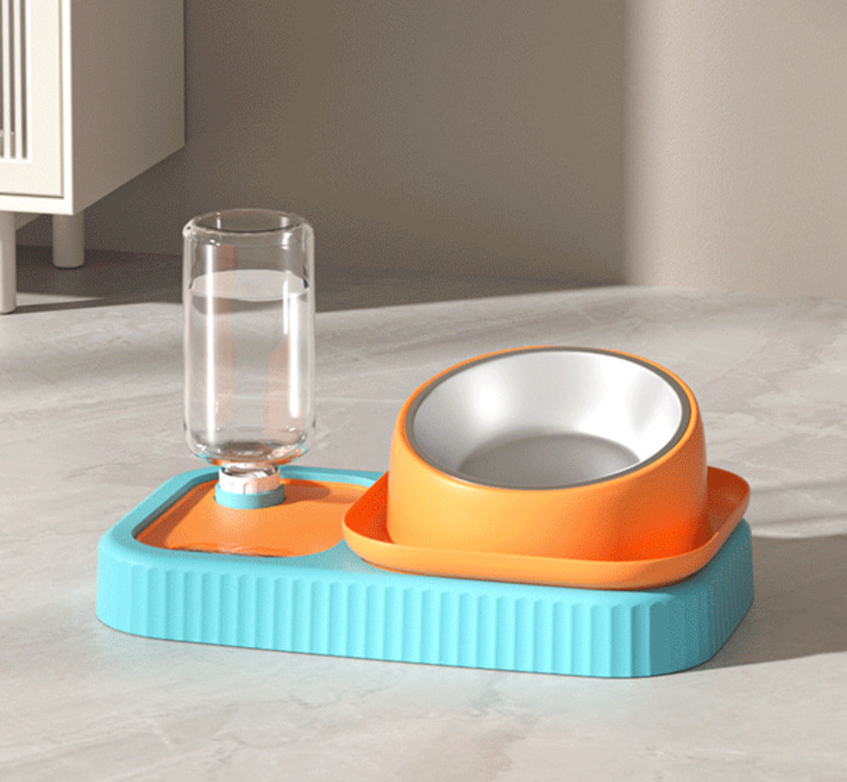 Chenpet Cat Double bowl  Anti-tip Automatic Drinking Dog Food & Water Bowl