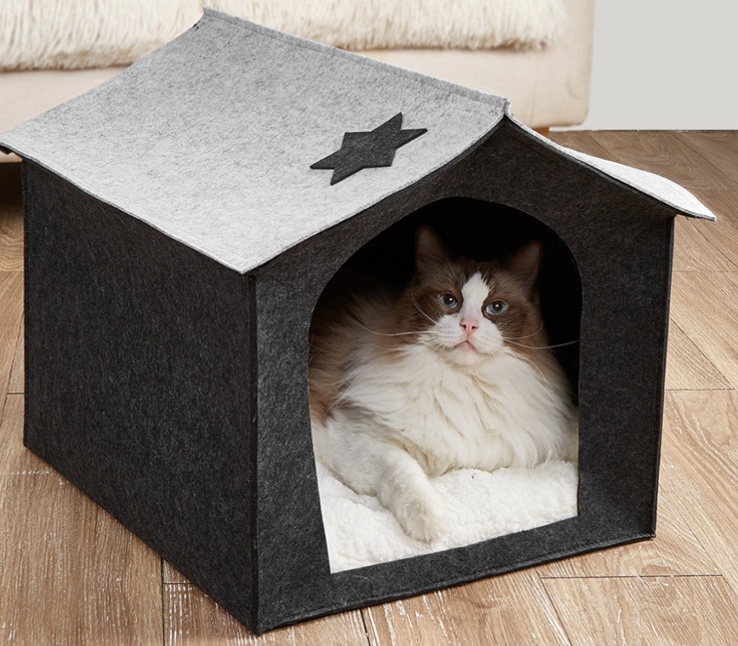 Chenpet Felt Pet House Washable Semi-enclosed Cat Kennel Dog Kennel