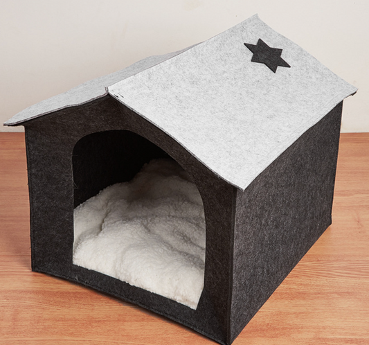 Chenpet Felt Pet House Washable Semi-enclosed Cat Kennel Dog Kennel