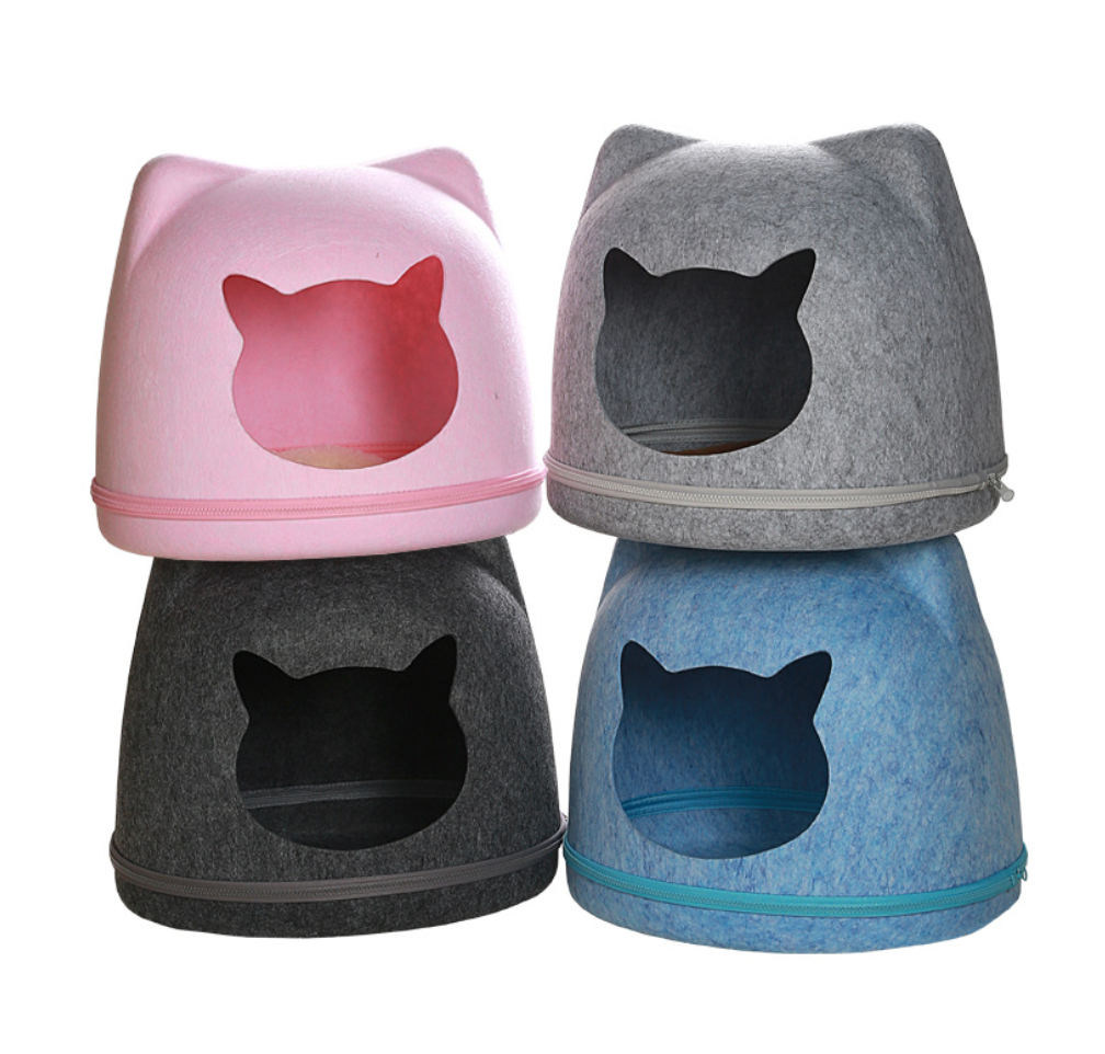 Chenpet Cute Cat Head Felt Pet House Cat Beds