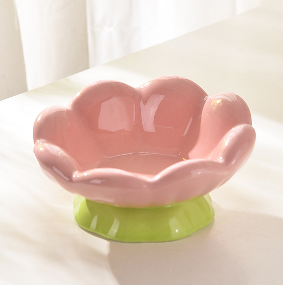 Chenpet New Arrival Flowers Design Ceramics Pet Water Food Bowls