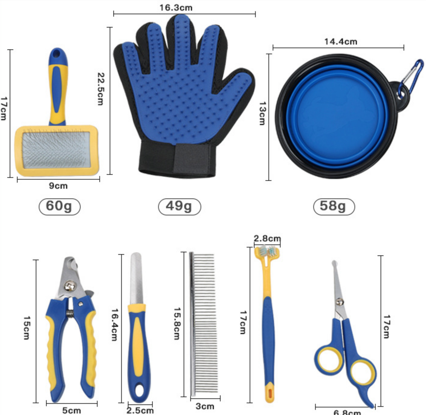 Chenpet Wholesale Pet Grooming Set 8pcs Pet Cleaning Combs