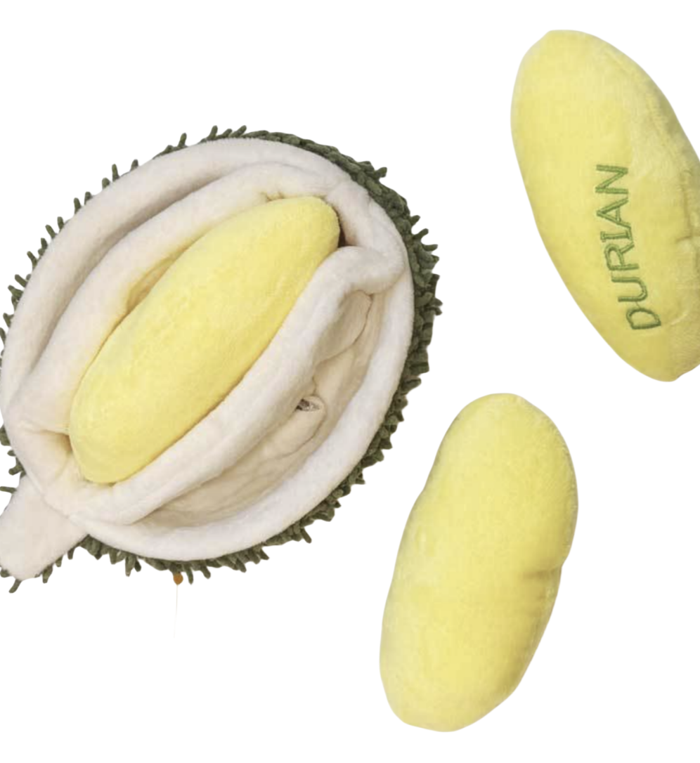 Chenpet Well Sell DuRian Design Paper Sound Plush Pet Toys