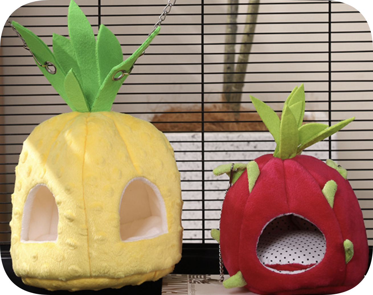 Chenpet Small Pet Fruit Design Hideout Flannel Pet Beds