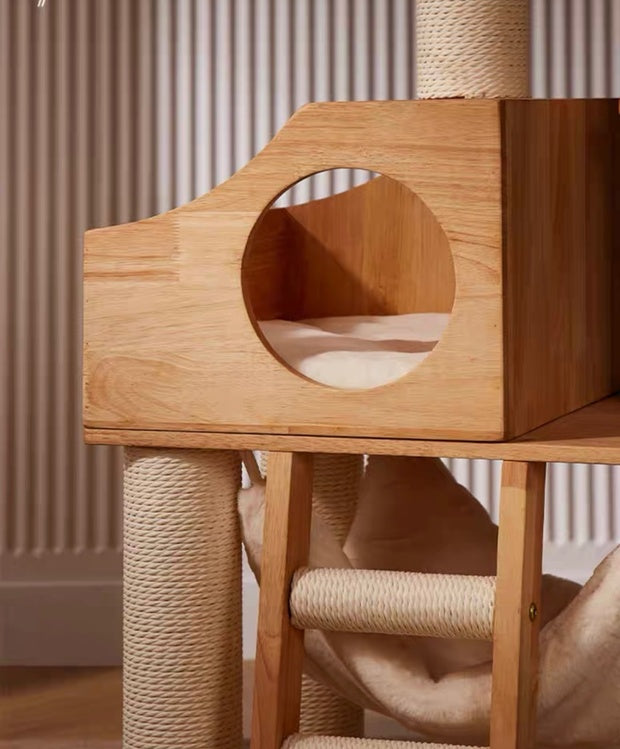 Chenpet Large Durable Cat Wooden House Cat Trees