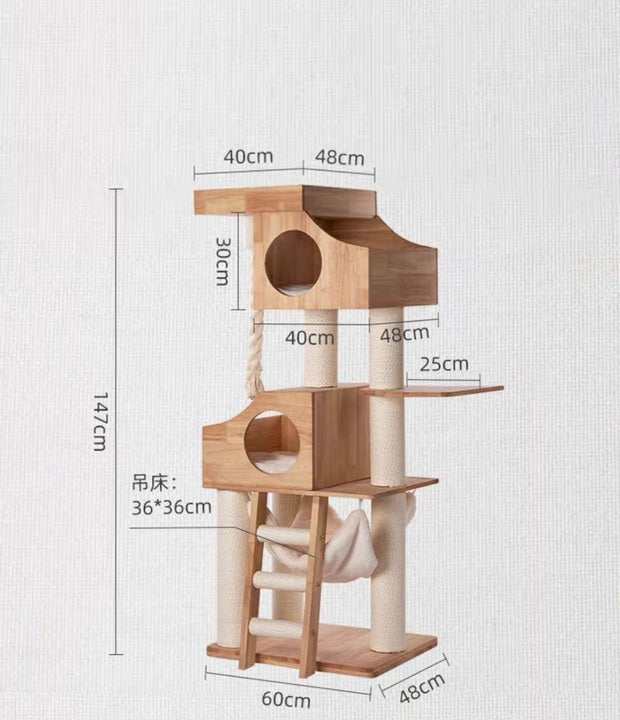 Chenpet Large Durable Cat Wooden House Cat Trees