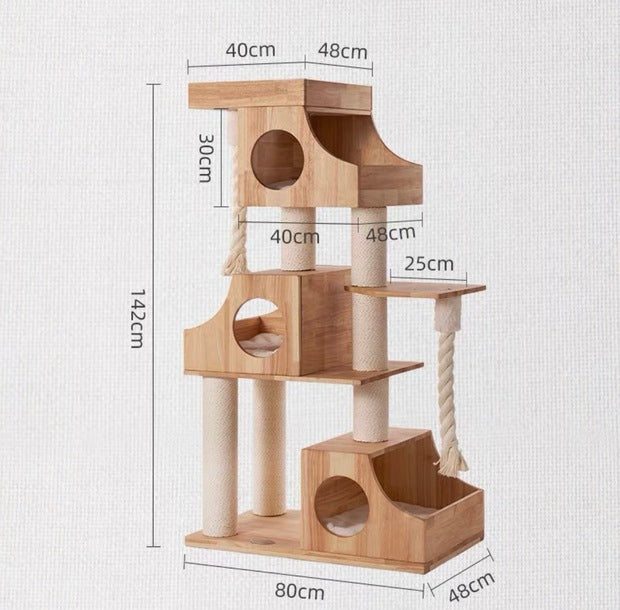 Chenpet Large Durable Cat Wooden House Cat Trees
