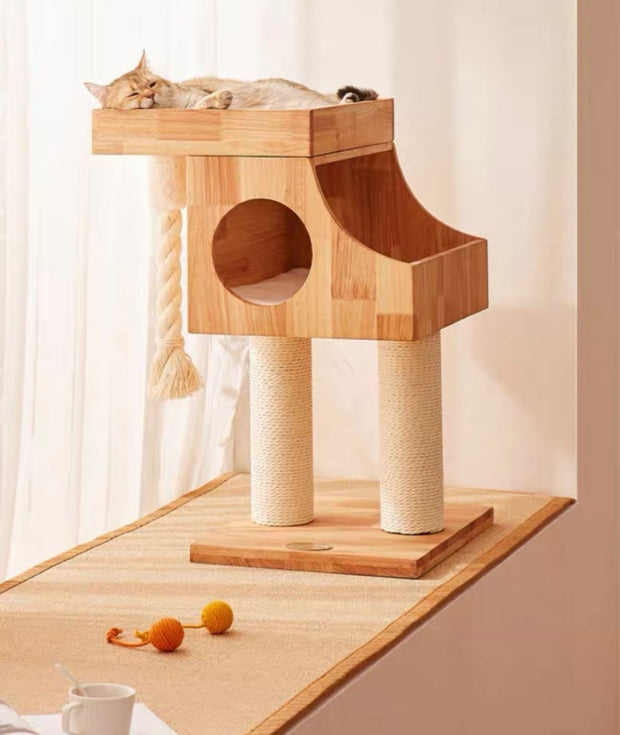 Chenpet Large Durable Cat Wooden House Cat Trees
