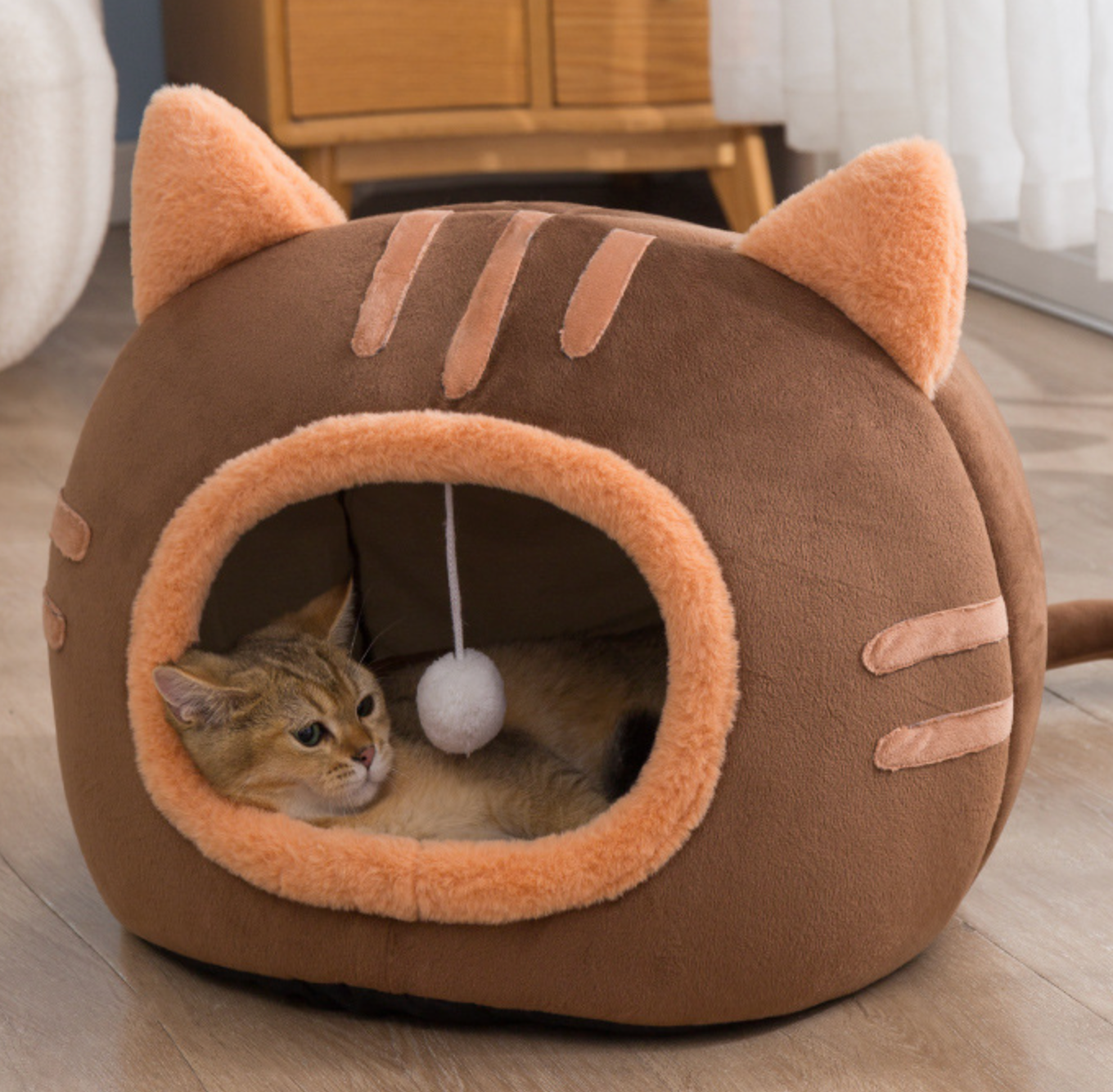 Wholesale Lovely Cat Style Plush Winter Pet House Cat Beds