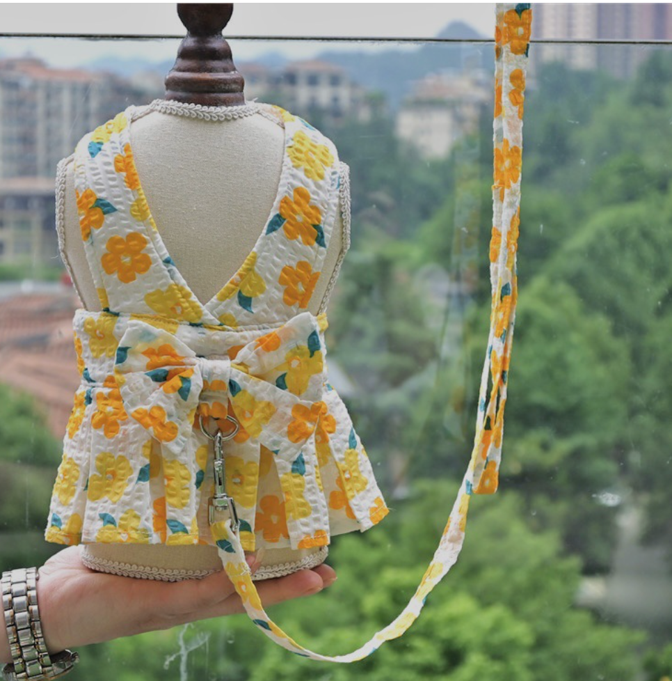 High Quality Printed Cotton Pet Dress Pet Harness