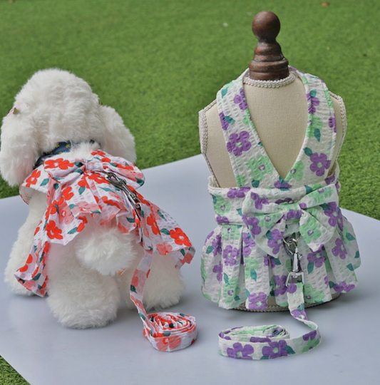 High Quality Printed Cotton Pet Dress Pet Harness