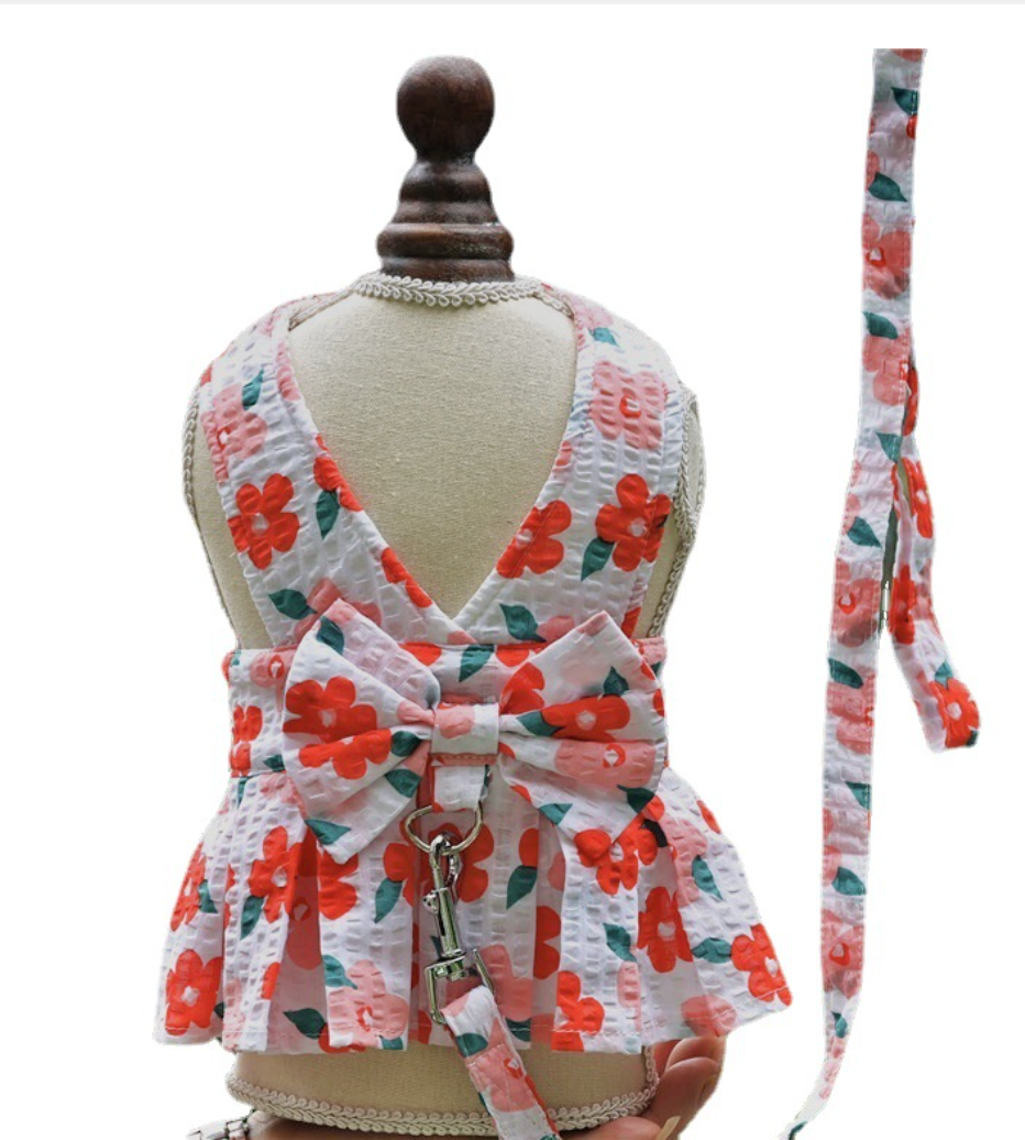High Quality Printed Cotton Pet Dress Pet Harness
