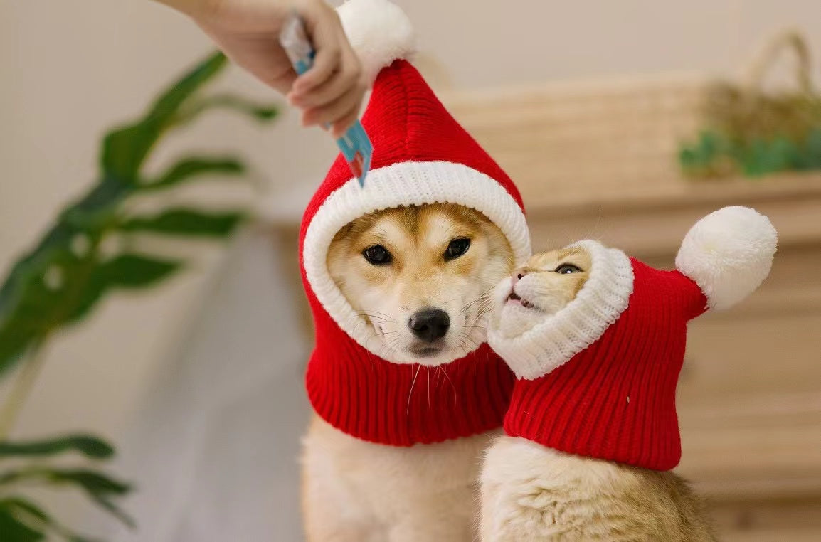 Wholesale Knit Pet Lovely Christmas Knit Red Hat