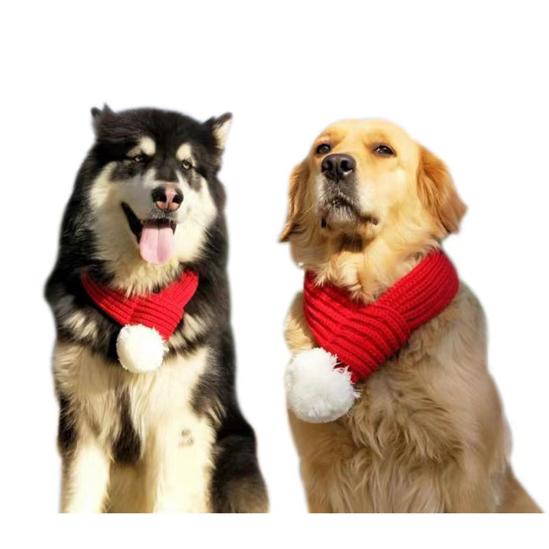 Christmas Seasonal Dog Red Pet Knit Scarf With Stock