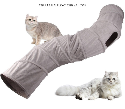 Durable Suede Collapsible Cat Play Toys Pet Tunnels